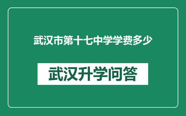 武汉市第十七中学学费多少