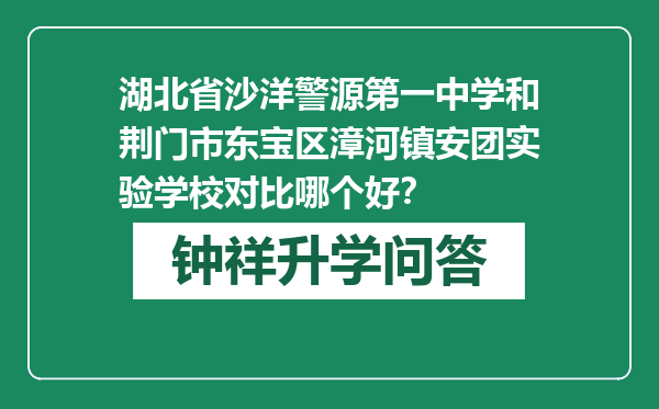 湖北省沙洋警源第一中学和荆门市东宝区漳河镇安团实验学校对比哪个好？