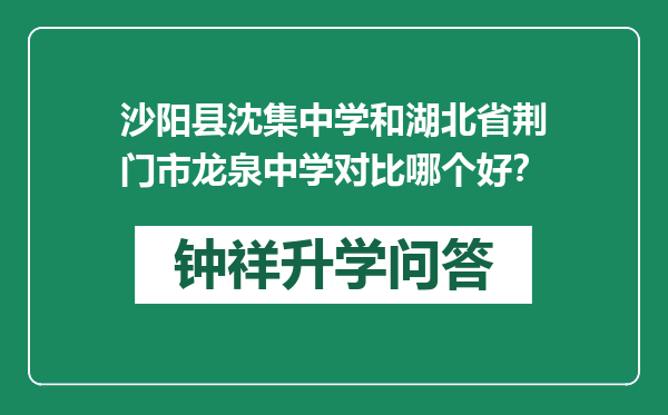 沙阳县沈集中学和湖北省荆门市龙泉中学对比哪个好？