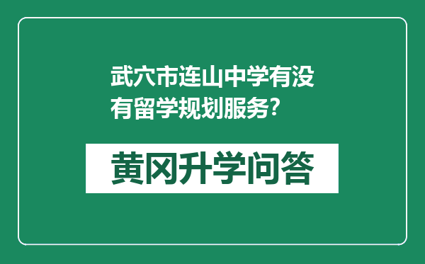 武穴市连山中学有没有留学规划服务？