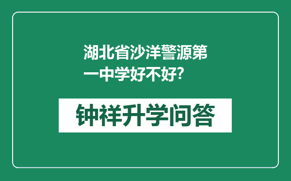 湖北省沙洋警源第一中学好不好？