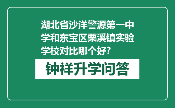 湖北省沙洋警源第一中学和东宝区栗溪镇实验学校对比哪个好？