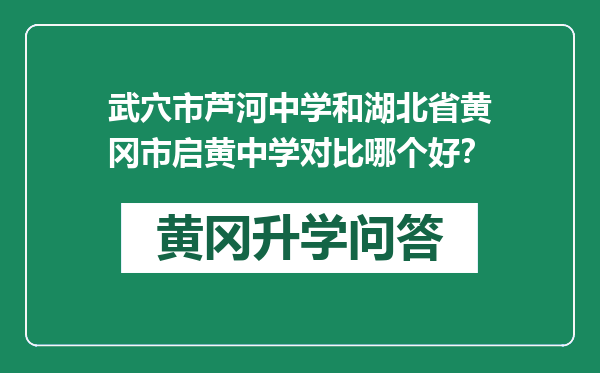 武穴市芦河中学和湖北省黄冈市启黄中学对比哪个好？