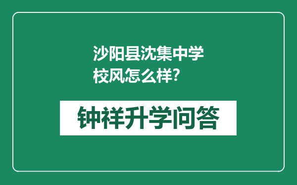 沙阳县沈集中学校风怎么样？