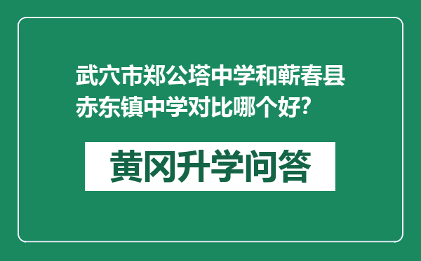 武穴市郑公塔中学和蕲春县赤东镇中学对比哪个好？