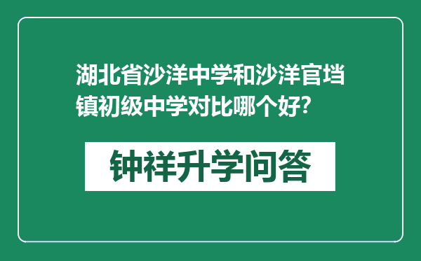 湖北省沙洋中学和沙洋官垱镇初级中学对比哪个好？