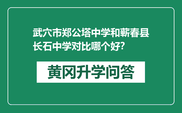 武穴市郑公塔中学和蕲春县长石中学对比哪个好？