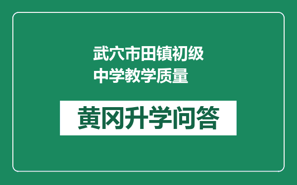 武穴市田镇初级中学教学质量