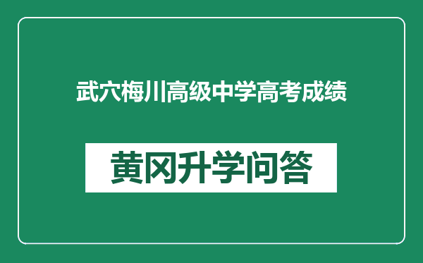 武穴梅川高级中学高考成绩