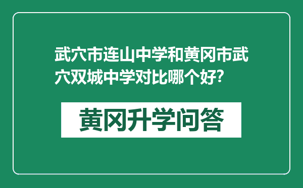 武穴市连山中学和黄冈市武穴双城中学对比哪个好？