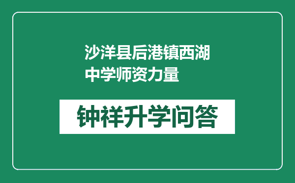 沙洋县后港镇西湖中学师资力量