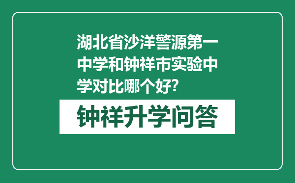 湖北省沙洋警源第一中学和钟祥市实验中学对比哪个好？