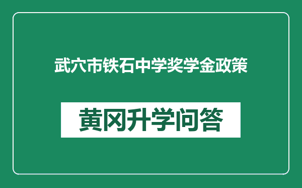 武穴市铁石中学奖学金政策