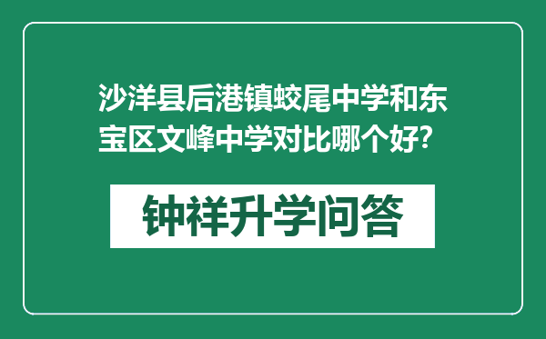 沙洋县后港镇蛟尾中学和东宝区文峰中学对比哪个好？