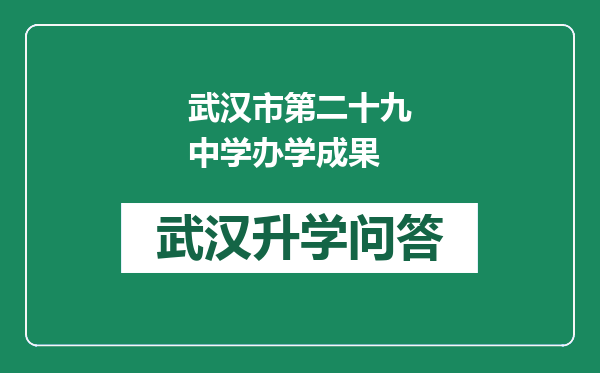 武汉市第二十九中学办学成果