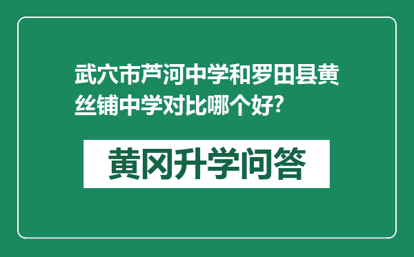 武穴市芦河中学和罗田县黄丝铺中学对比哪个好？