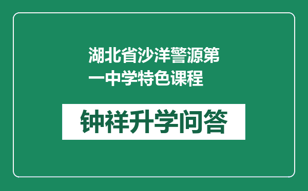 湖北省沙洋警源第一中学特色课程