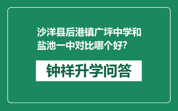 沙洋县后港镇广坪中学和盐池一中对比哪个好？