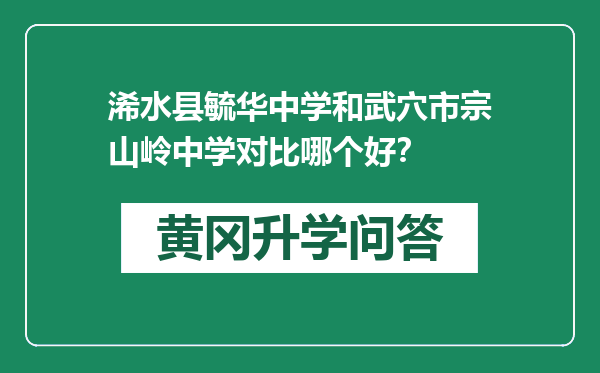 浠水县毓华中学和武穴市宗山岭中学对比哪个好？