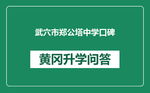 武穴市郑公塔中学口碑