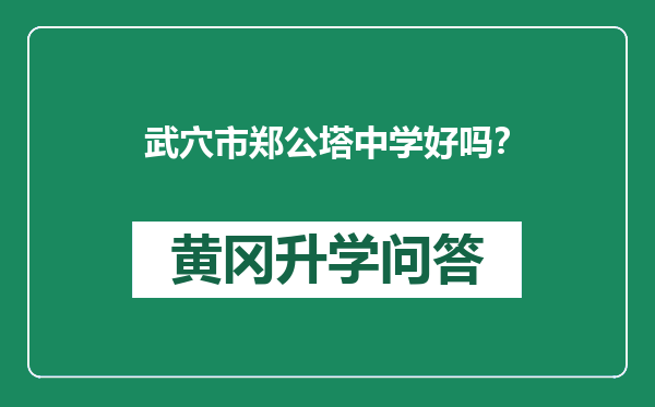 武穴市郑公塔中学好吗？