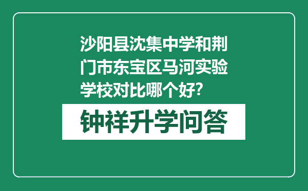 沙阳县沈集中学和荆门市东宝区马河实验学校对比哪个好？