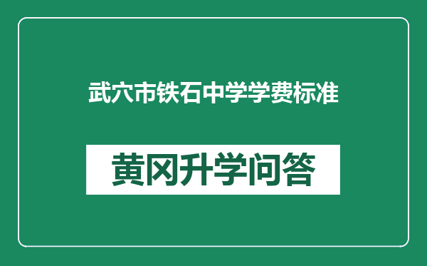 武穴市铁石中学学费标准