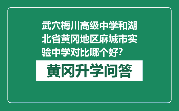 武穴梅川高级中学和湖北省黄冈地区麻城市实验中学对比哪个好？