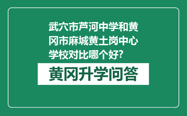 武穴市芦河中学和黄冈市麻城黄土岗中心学校对比哪个好？