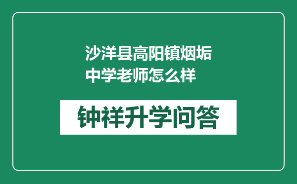 沙洋县高阳镇烟垢中学老师怎么样