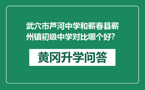 武穴市芦河中学和蕲春县蕲州镇初级中学对比哪个好？