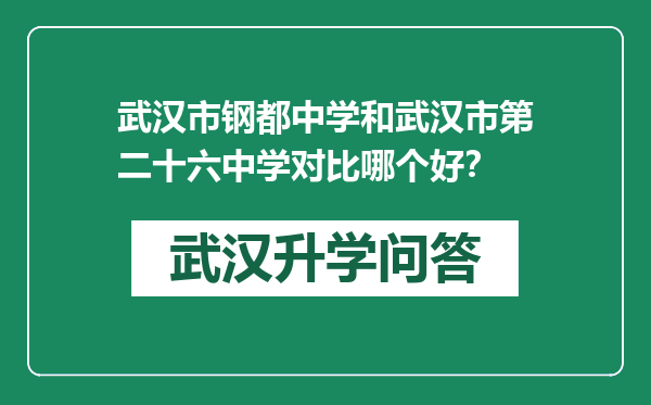 武汉市钢都中学和武汉市第二十六中学对比哪个好？