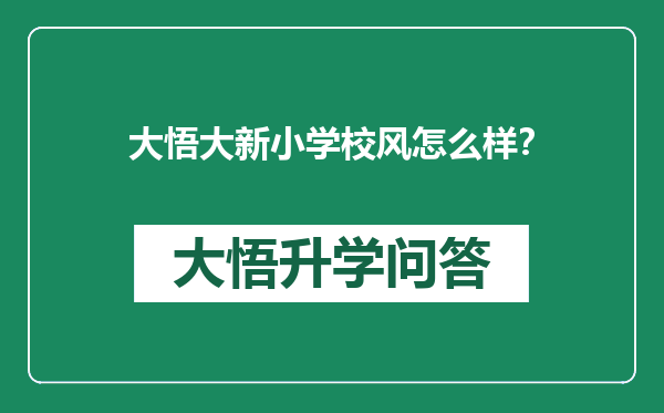 大悟大新小学校风怎么样？