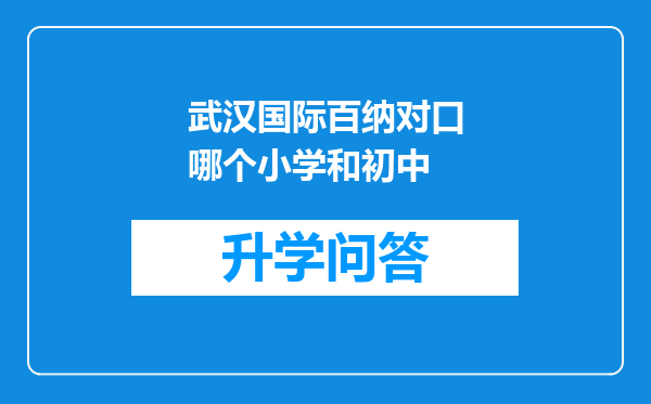 武汉国际百纳对口哪个小学和初中
