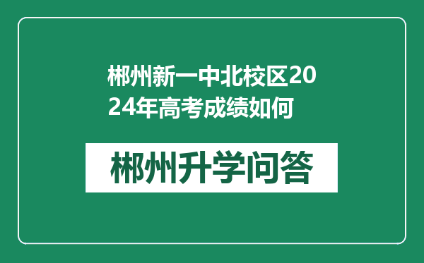 郴州新一中北校区2024年高考成绩如何