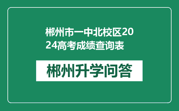 郴州市一中北校区2024高考成绩查询表