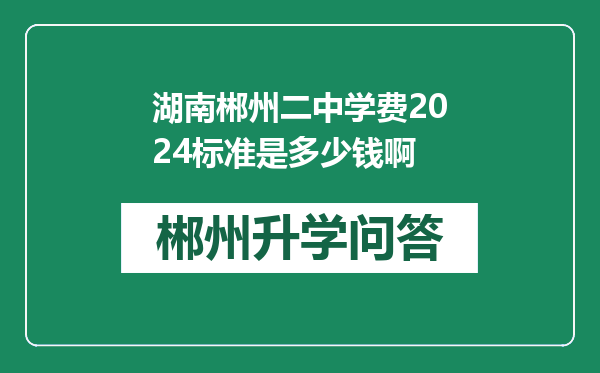 湖南郴州二中学费2024标准是多少钱啊