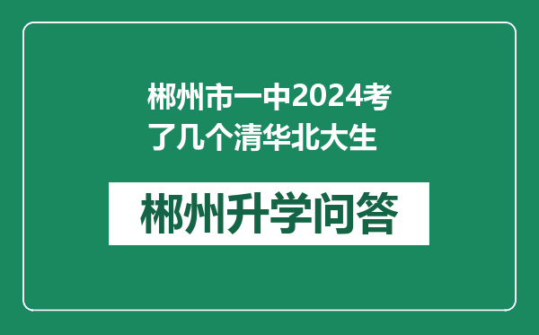 郴州市一中2024考了几个清华北大生