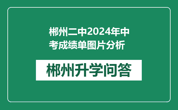 郴州二中2024年中考成绩单图片分析