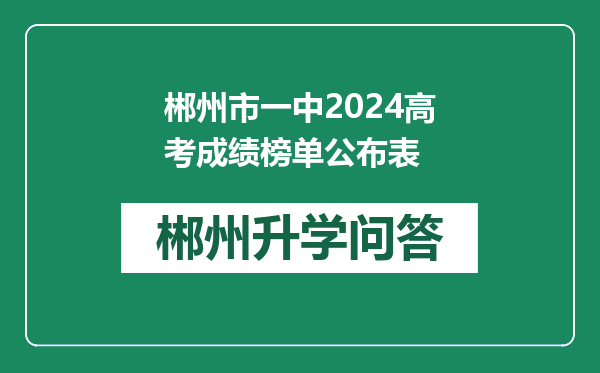 郴州市一中2024高考成绩榜单公布表
