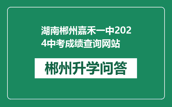 湖南郴州嘉禾一中2024中考成绩查询网站