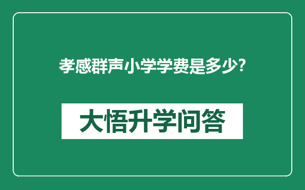 孝感群声小学学费是多少？