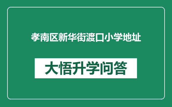 孝南区新华街渡口小学地址