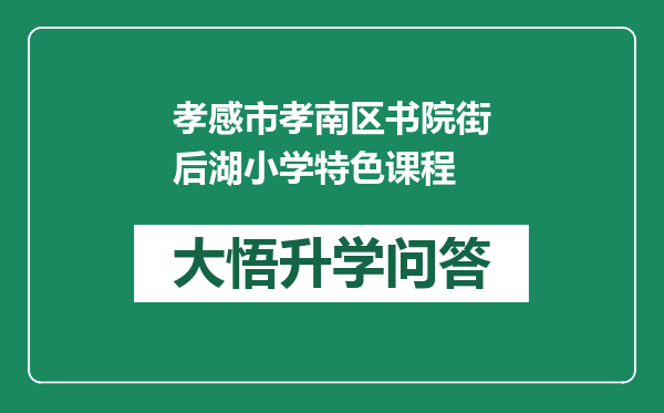 孝感市孝南区书院街后湖小学特色课程