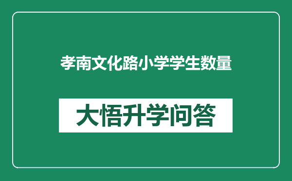 孝南文化路小学学生数量