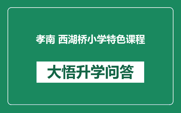 孝南 西湖桥小学特色课程