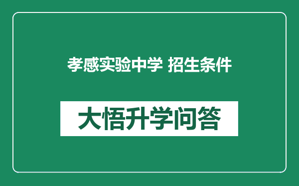 孝感实验中学 招生条件