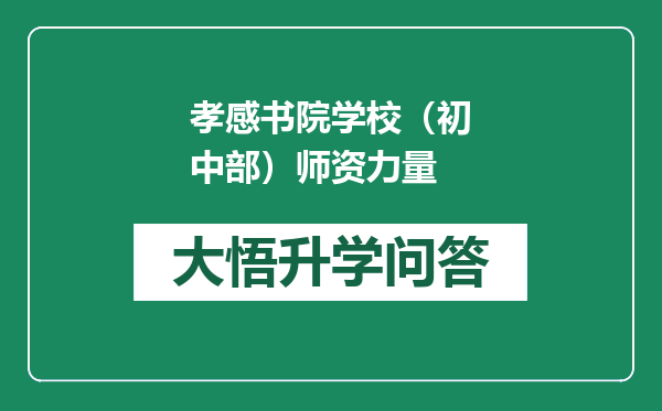 孝感书院学校（初中部）师资力量