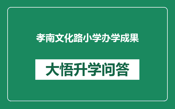 孝南文化路小学办学成果