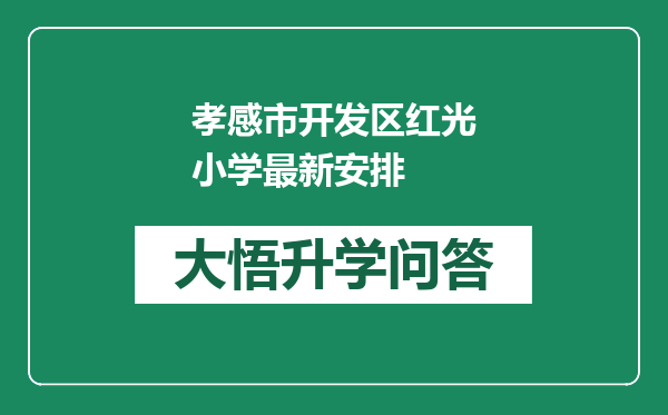 孝感市开发区红光小学最新安排